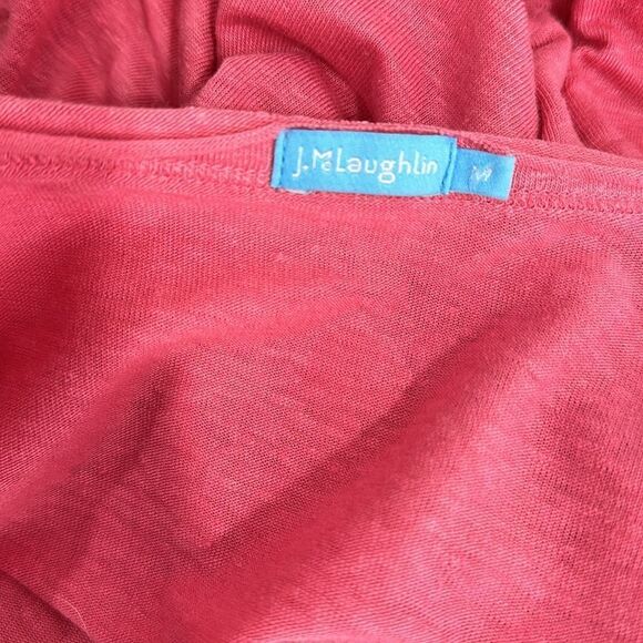 J. McLaughlin Pink Linen Blend V-neck Short Sleeve T-shirt Size M - Picture 4 of 8